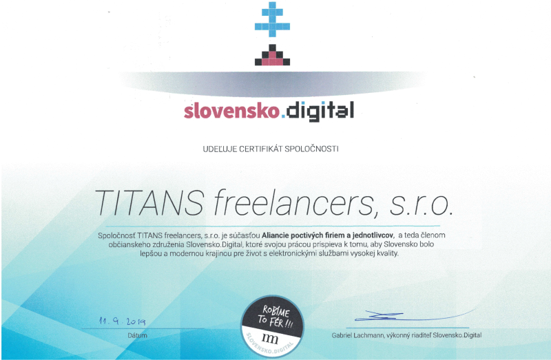 Titani hrdým členom Slovensko.Digital