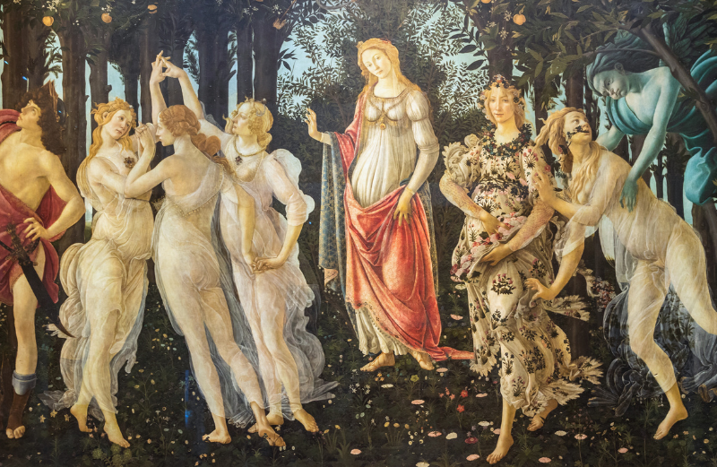 Obraz Primavera od Sandra Botticelliho, jeden z mnohých historických príkladov outsourcingu, vznikol na objednávku Lorenza di Pierfrancesco de' Medici. Na obrázku obraz Primavera.
