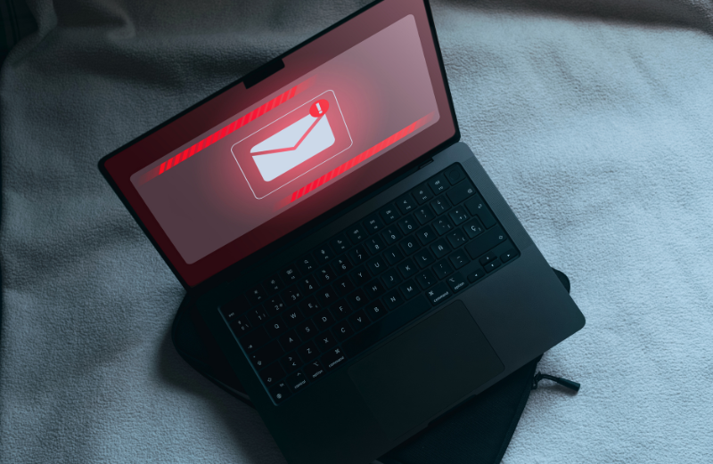 Obrazovka laptopu zobrazujúca varovanie narušenia bezpečnosti. Vianočné obdobie je rajom pre kyberzločincov.