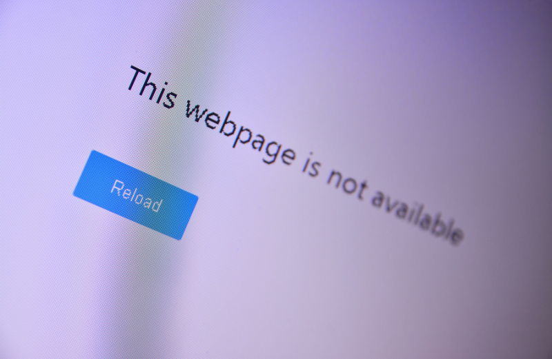 Oznam o tom, že webstránka je nedostupná. V roku 2025 nastali mnohé výpadky internetu.
