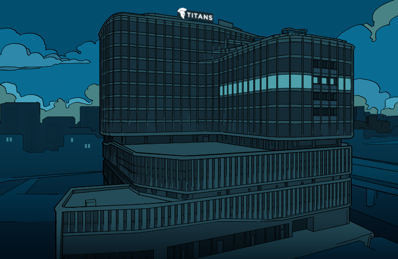 A comic-style depiction of the new office at Pribinova 40.